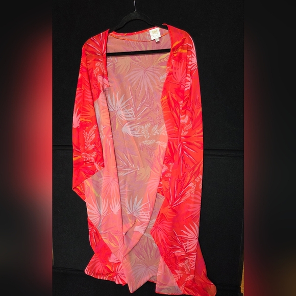 Milly Cabana Tropical Print Palm Kimono Caftan P/S Beach Cover Up Small - Picture 7 of 7